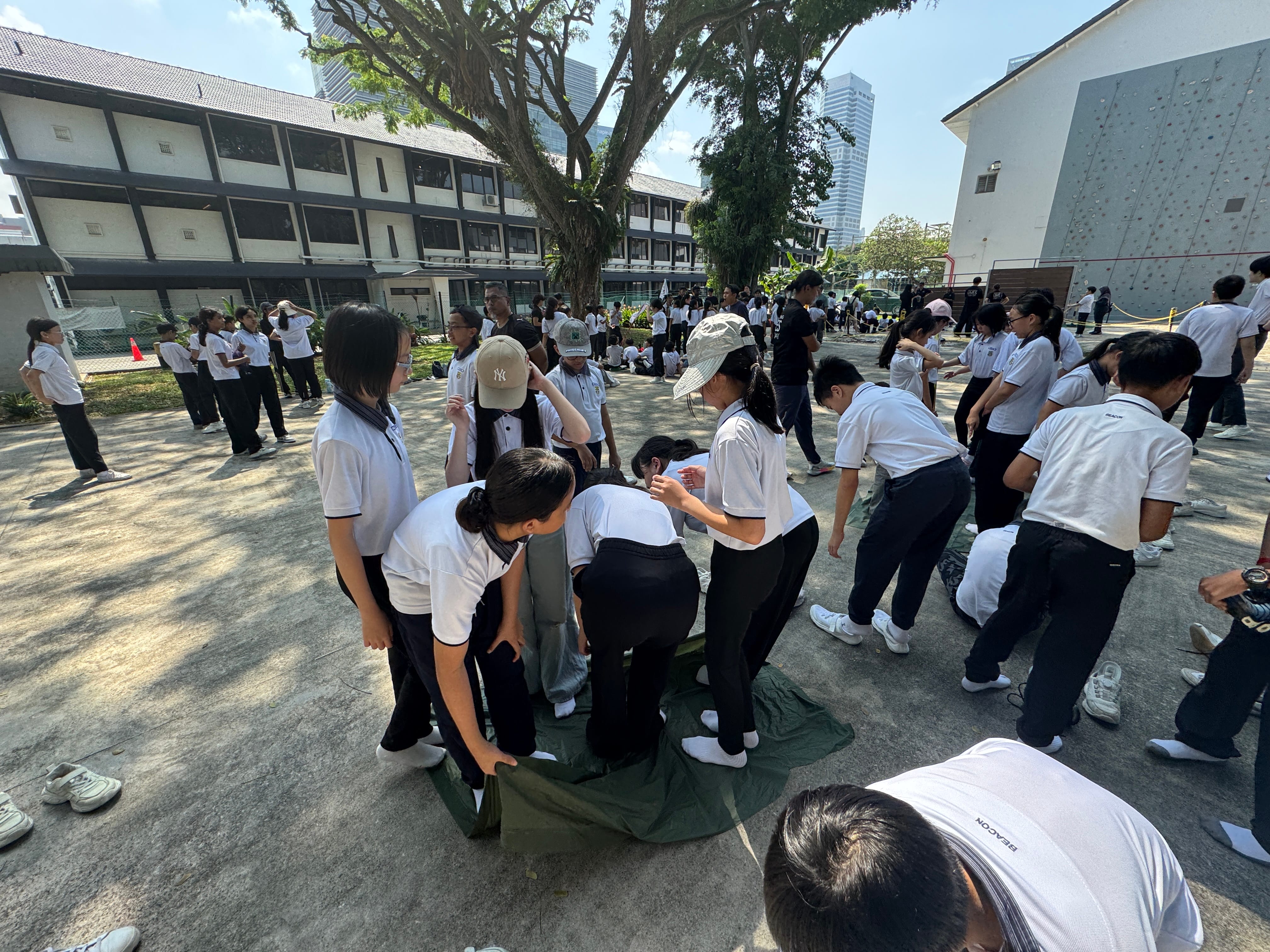 All hands on deck for a teambuilding challenge.